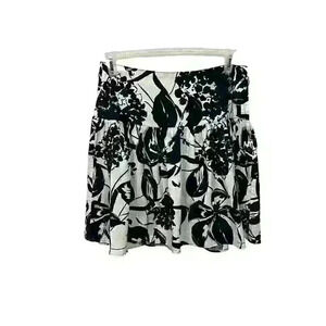 Maurices Womens SZ 9 Navy White Floral Circle & Skater Skirt Side Zipper A-Line